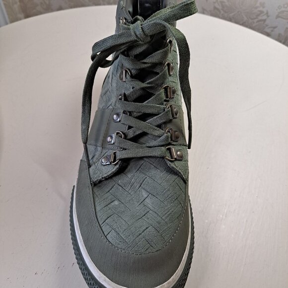 Generic Surplus Sierra Mens Size 10 Army Green Hi Top Suede Sneakers Basketweave - Picture 6 of 9